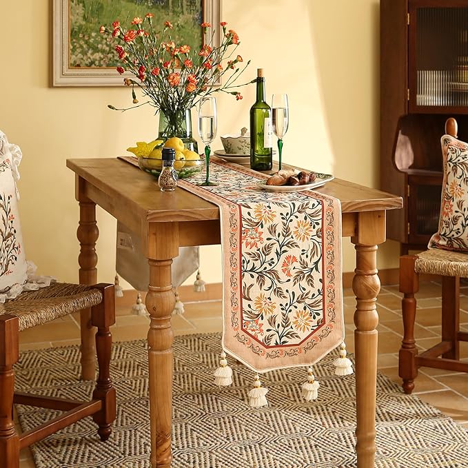 ISAENNE Designer French Elegant Linen Extra Long Table Runner 118 Inches - Image 3