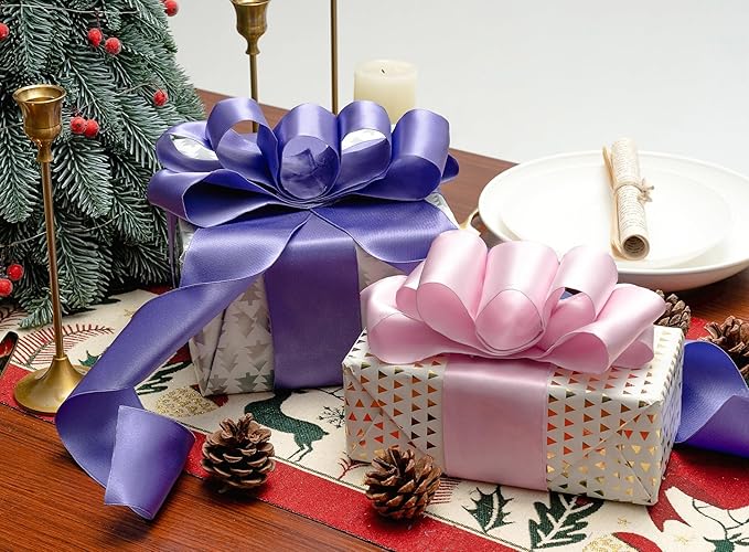Purple Satin Ribbon Double-Faced Wired Ribbons - Image 5