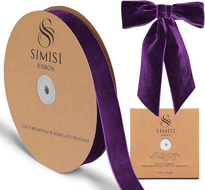 Purple Velvet Ribbon 1'' 25 Yards by SIMISIRIBBON