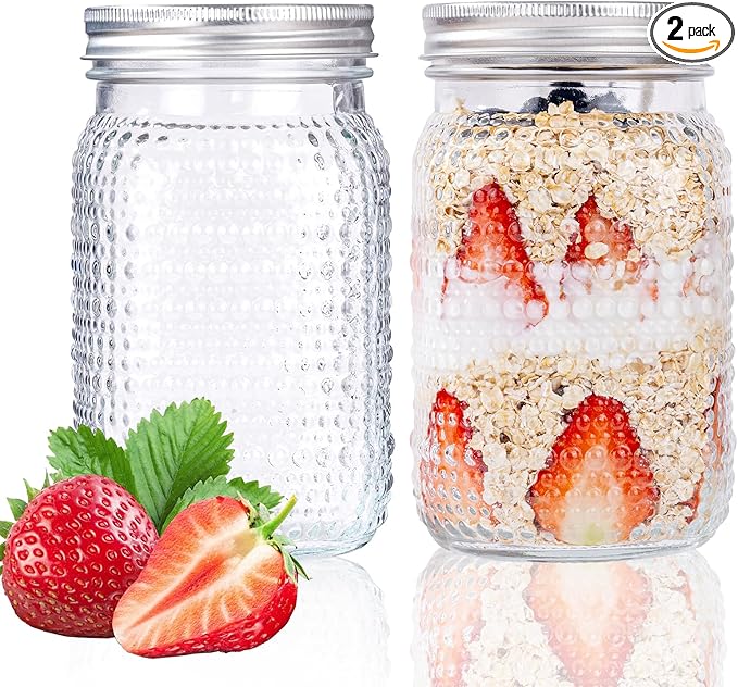 WELLIFE Mason Jars 32 oz, 2 Pack Quart Mason Jars Wide Mouth by WELLIFE