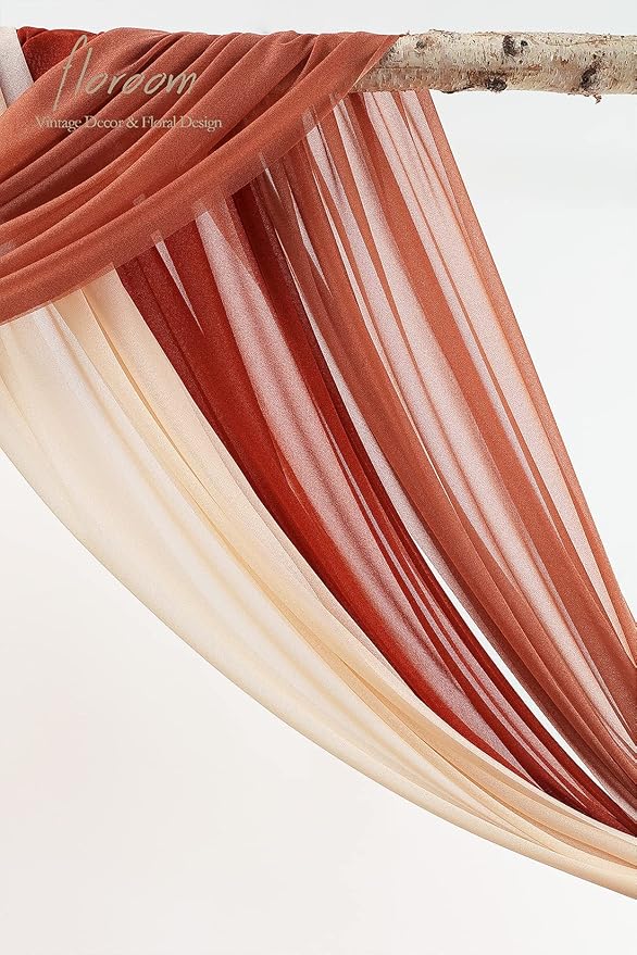 Floroom Wedding Arch Draping Fabric 3 Panels 20Ft Chiffon Fabric Drapes Arbor - Image 3