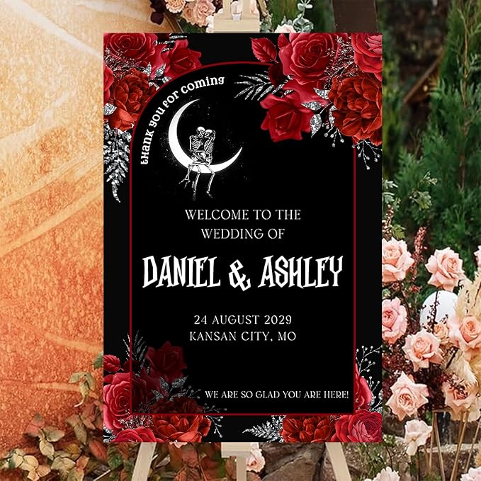 Gothic Halloween Welcome Sign, 4mm Thick Plastic, Ground Stake, Wedding Sign - Image 3