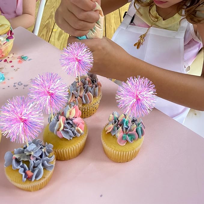 Ephlyn 30Pcs Foil Firework Cupcake Toppers Party Birthday Cake Toppers Supplies - Image 7