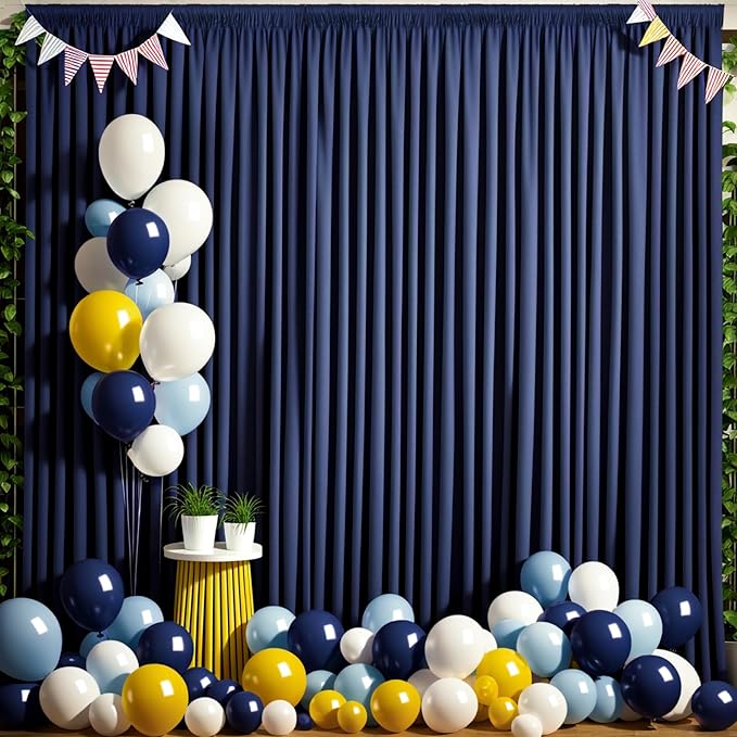 50 ft x 10 ft Wrinkle Free Navy Blue Backdrop Curtain - Image 4