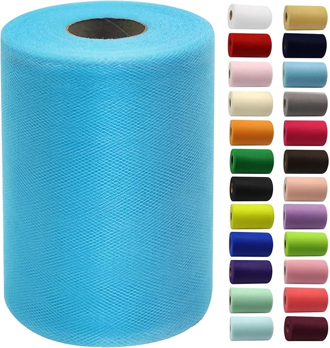 Turquoise Tulle Fabric Rolls 6 Inch by 100 Yards Fabric Spool Tulle Ribbon by IONTACH