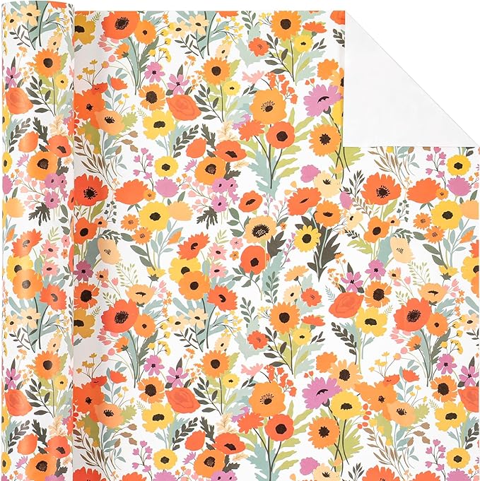 WRAPAHOLIC Kraft Floral Wrapping Paper Roll - Image 2