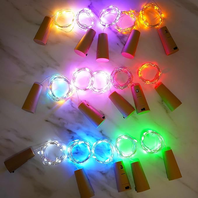 20 LED Wine Bottle Lights with Cork, 15 Pack Battery Operated Cork Shape Fairy - Image 4