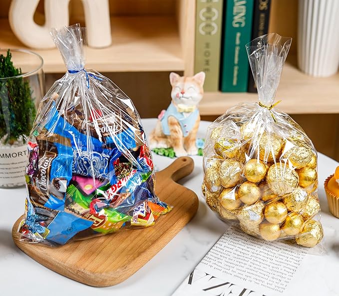 NPLUX 100 Pack Cellophane Bags Small Plastic Cookie Bag Clear Treat Bags - Image 2