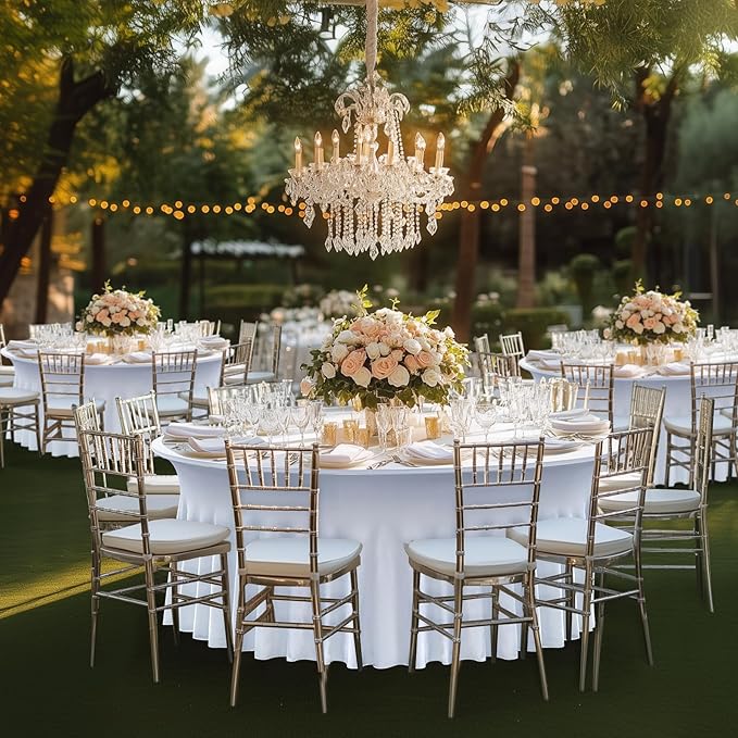 2 pk White Round Spandex Tablecloth - Image 9