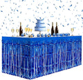 2 Pack Dark Blue Table Skirts, 29x108" Metallic Foil Tinsel Fringe Table Skirts by Unknown