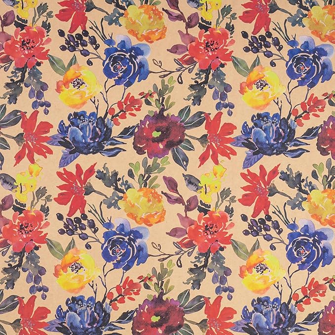 RUSPEPA Watercolor Floral Gift Wrapping Paper - Image 2