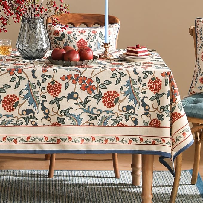patdrea Designer Vintage Linen Small Square Tablecloth, French Anti-Wrinkle - Image 2