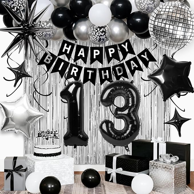 13th Birthday Decorations for Boys Girls, Fringe Curtains Kit by Birthdaypartyexpert