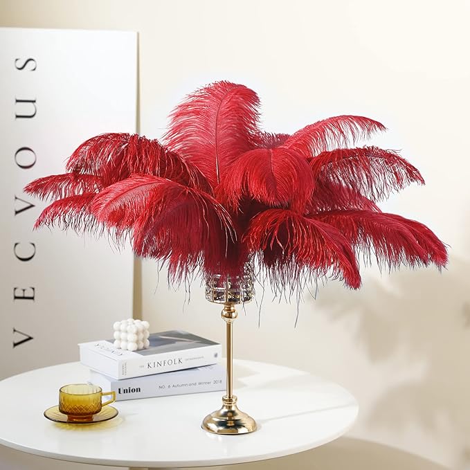 Larryhot Red Large Ostrich Feathers - Image 2