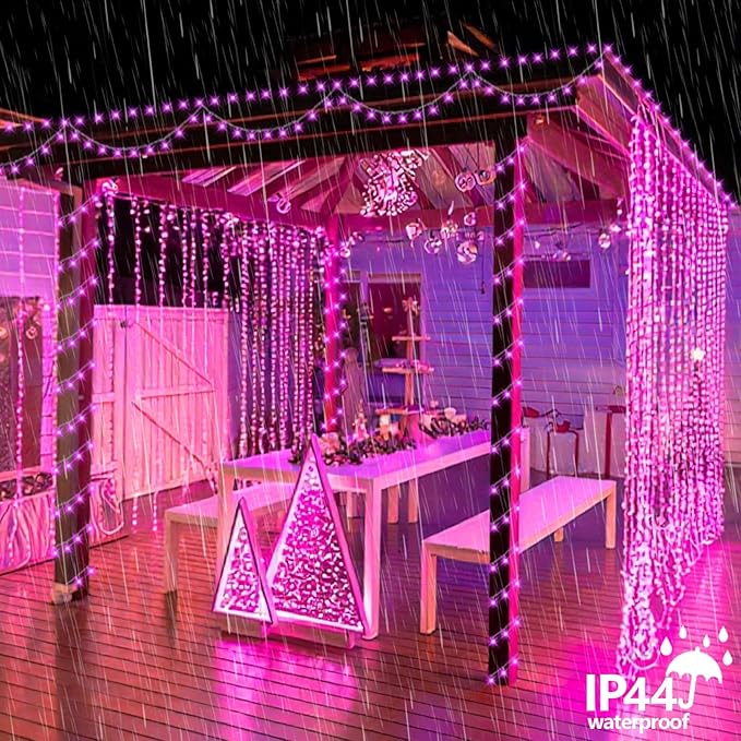 YEGUO Pink String Lights Outdoor Waterproof, 165ft 500 LED Christmas Lights - Image 7