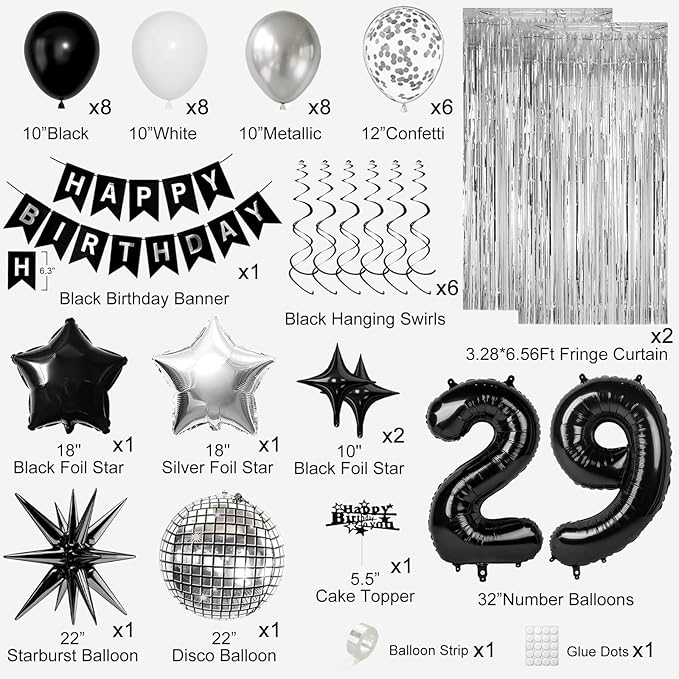 29th Birthday Decorations for Men Women, Fringe Curtains Kit - Image 2