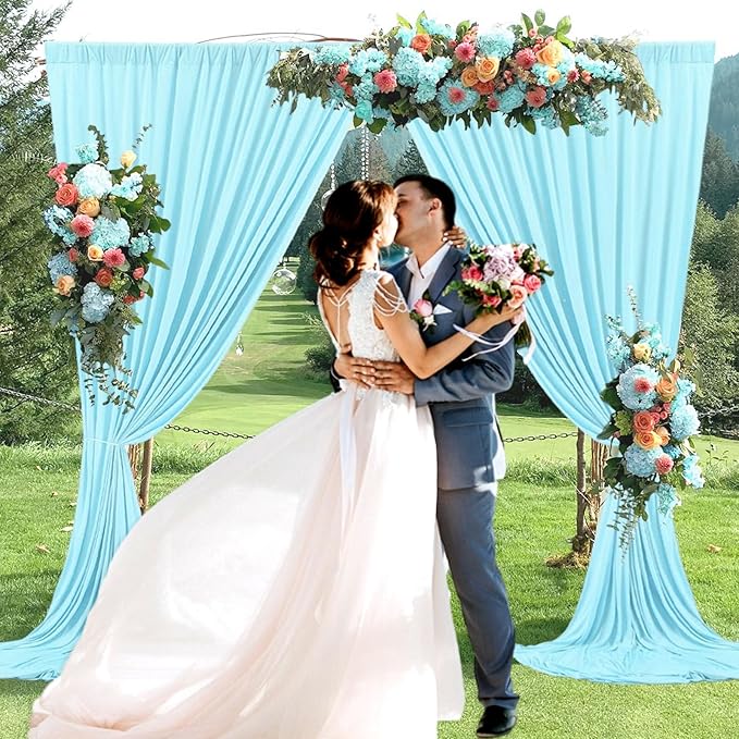 10 x 7 Feet Light Blue Backdrop Curtain - Image 3