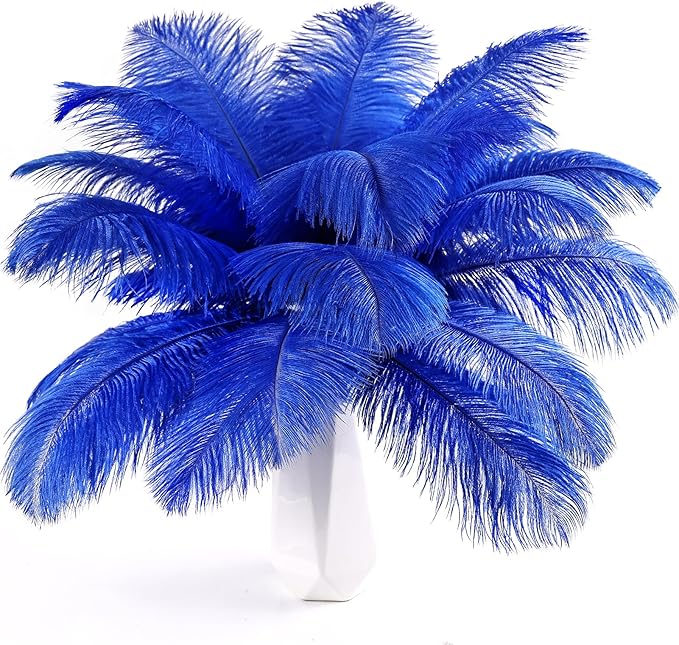 THARAHT Blue Ostrich Feathers 12pcs Natural Bulk 8-10Inch 20cm-25cm by THARAHT