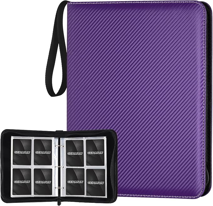 4 Pocket Card Binder, Premium Zip Trading Card Binder, 400 Double Sided Pocket by GERMUN