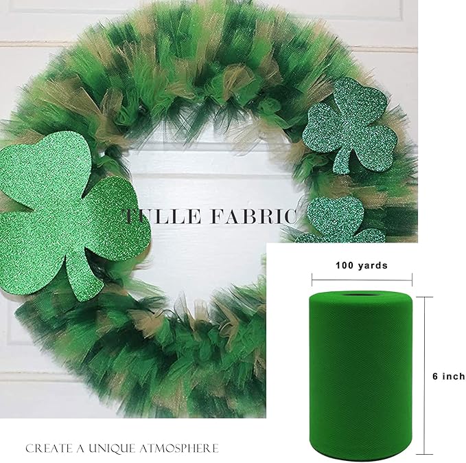 Emerald Green Tulle Fabric Roll 6 Inch X 300 FT Matte Tulle Ribbon Netting Mesh - Image 3