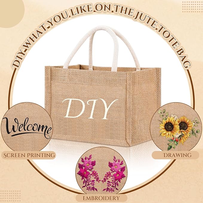 Cunno 24 Pcs Burlap Tote Bag Mini Jute Reusable Waterproof Bag - Image 4