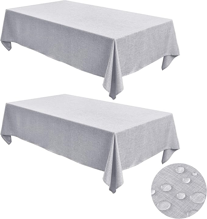 Fitable Faux Linen Tablecloths for Rectangle Tables: Water & Stain Resistant by Fitable