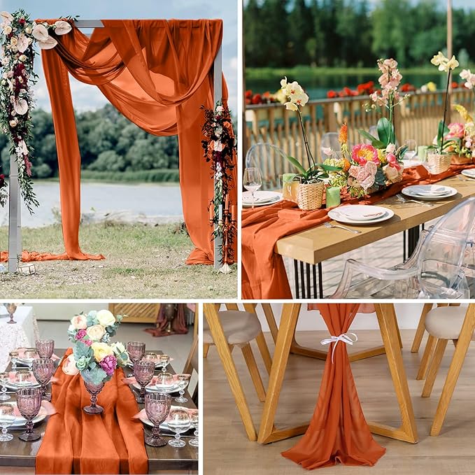 10 Pack 10ft Terracotta Chiffon Table Runners Wedding Table Runner Sheer - Image 5