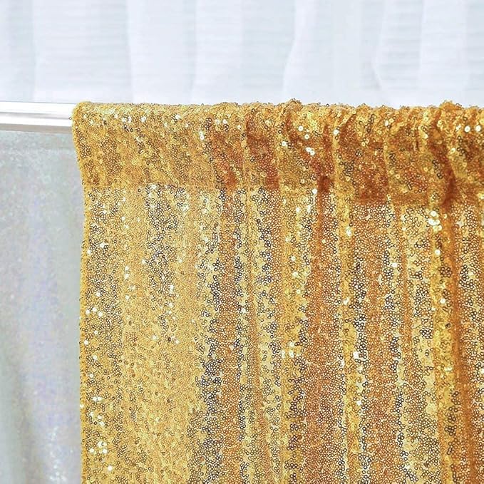 Poise3EHome Gold Sequin Backdrop Curtain, 10Ft x 10Ft Golden Glitter - Image 4