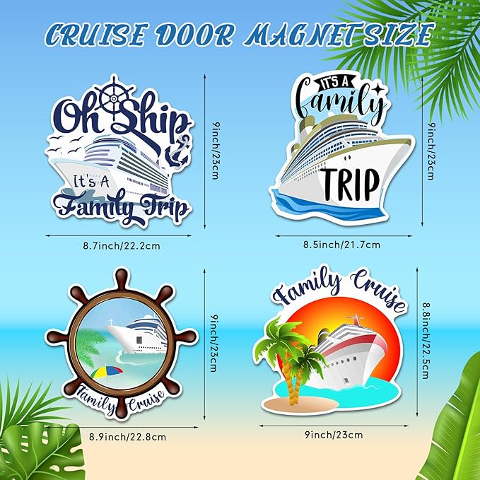 Hoteam 4 Pcs Family Cruise Door Decorations Magnetic Large Cruise Ship Door - Image 2