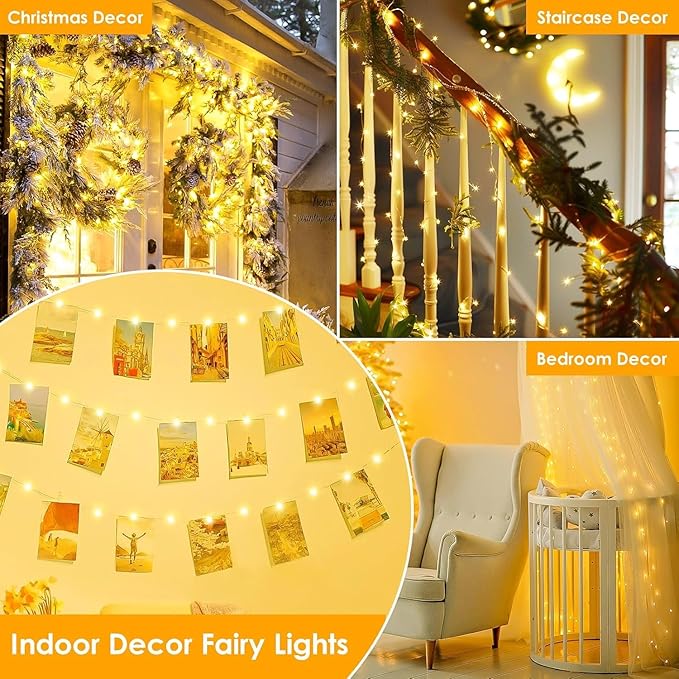 3Pack 99Ft 300LED Fairy Lights Battery Operated - Image 3