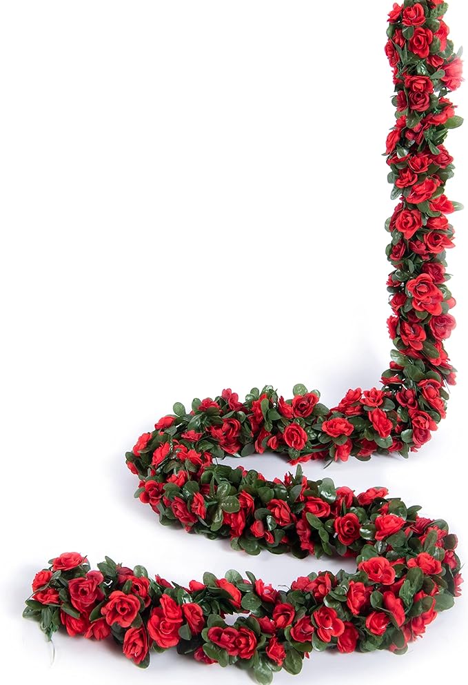 8 Pcs x 8.2 ft Flower Garland Artificial Rose Vine Flowers - Image 6