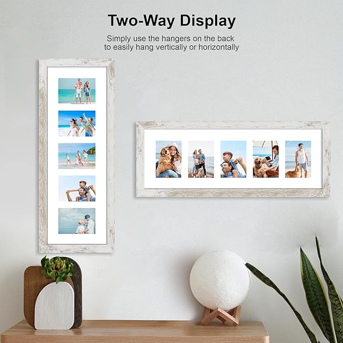 8x24 Picture Frame 2 Pack, Distressed White Wood Frame - Image 3