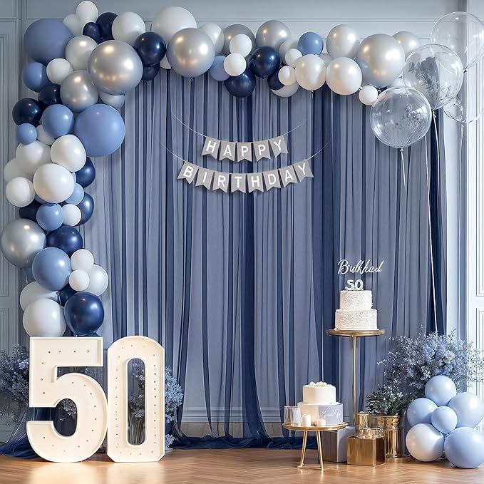 20ft X 10ft Navy Blue Tulle Backdrop Curtain - Image 9