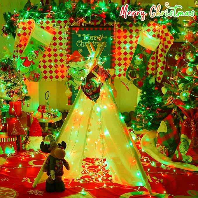 YEGUO 165ft 500 LED Red and Green Christmas Lights Outdoor Waterproof, 8 Modes - Image 5