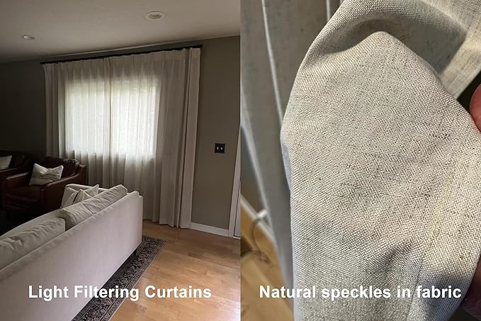 Vision Home Natural Pinch Pleated Semi Sheer Curtains Textured Linen Blended - Image 3