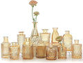 12pcs Glass Bud Vase Set, Small Gold Amber Flower Vases by SUPMIND