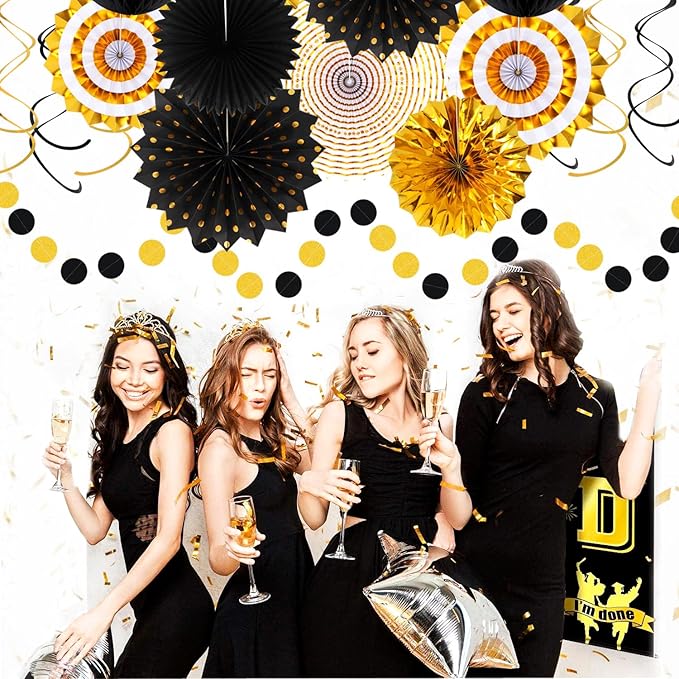 Black-Gold Graduation Party-Decorations - Image 6