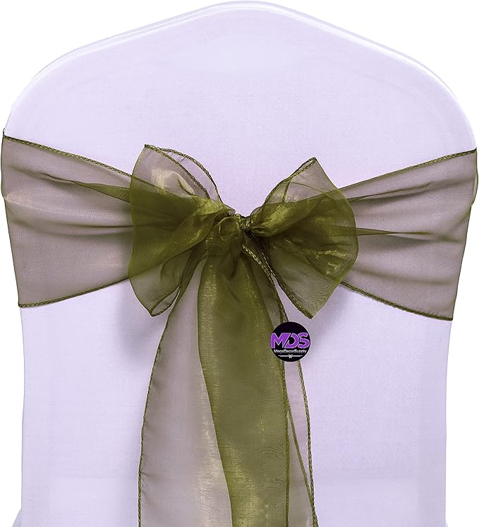 MDS Pack of 100 PCS Organza Chair Sashes Wider Dining Chair Bows Ribbon Tie Back - Image 2