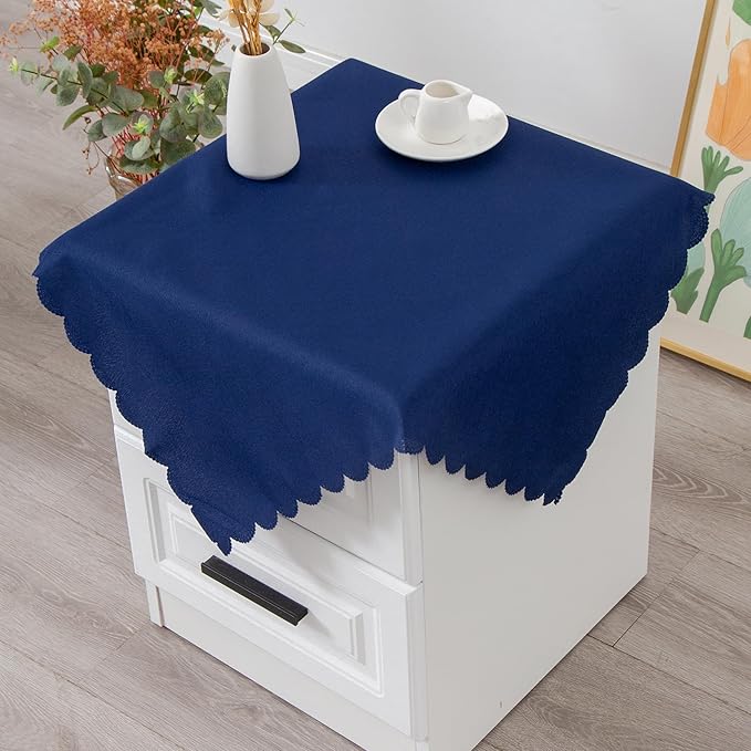Small Square Navy Tablecloth 24 x 24 Inch Polyester Fabric Washable Table Cover - Image 3