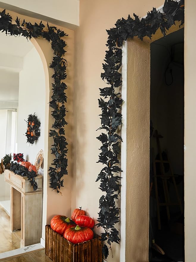 PARTY JOY Black Artificial Maple Leaf Garland - Image 6