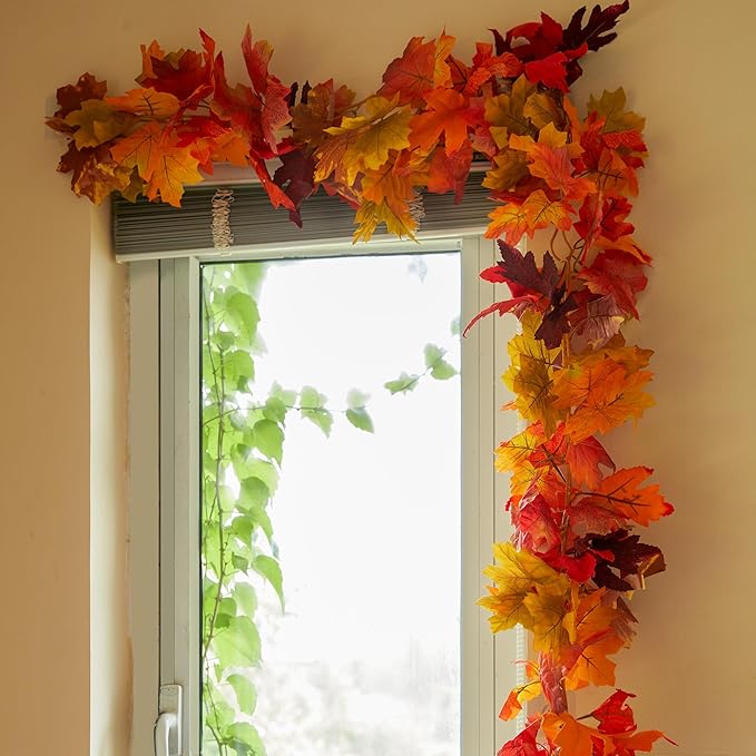 6PCS Fall Maple Leaves Garland, Party Joy 5.6Ft Artificial Maple Leaf Autumn - Image 8