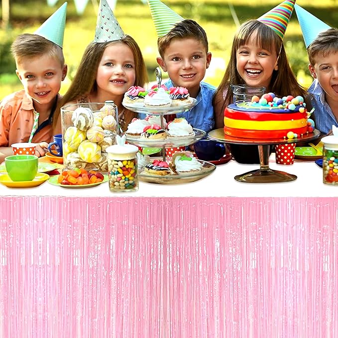 4 Pack 29x108 Inch Metallic Foil Fringe Tinsel Table Skirts - Image 5
