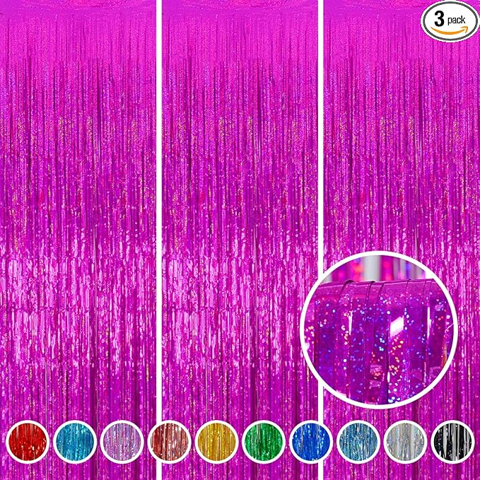 Valentine Backdrop Foil Fringe Curtains Party Decorations by Melsan