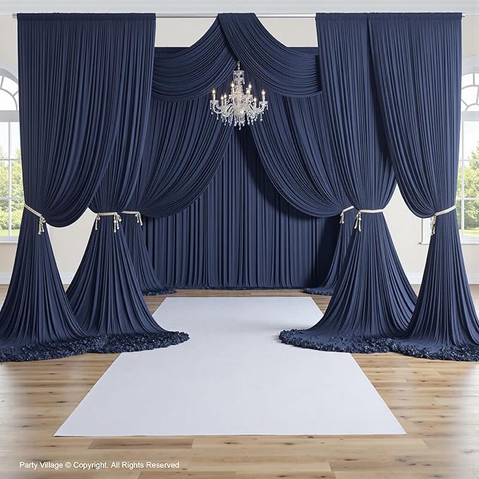PartyVillage 20ft×15ft Navy Blue Backdrop Curtain - Image 7