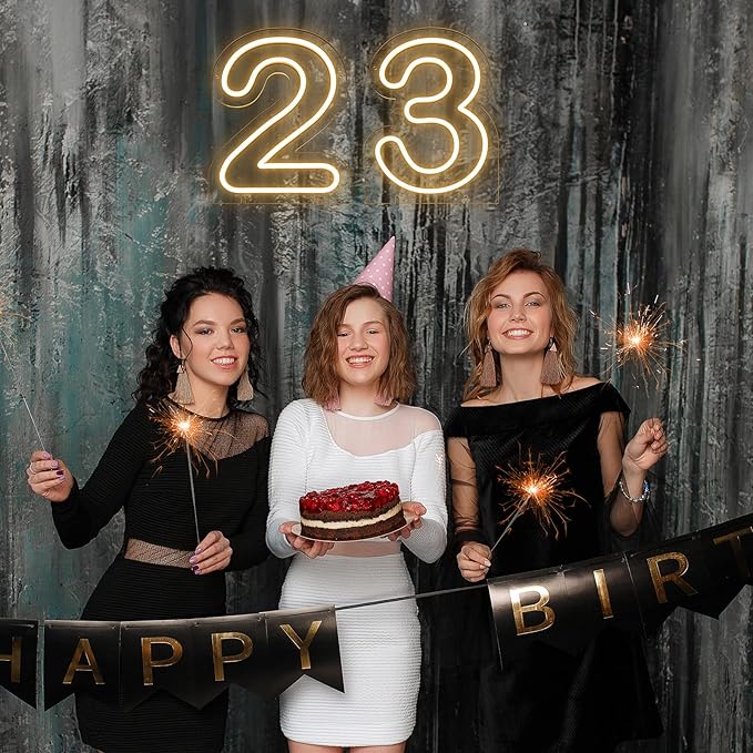 Number 2 LED Neon Sign Backdrop Birthday Party Decoration, 11.3" Height Warm - Image 6