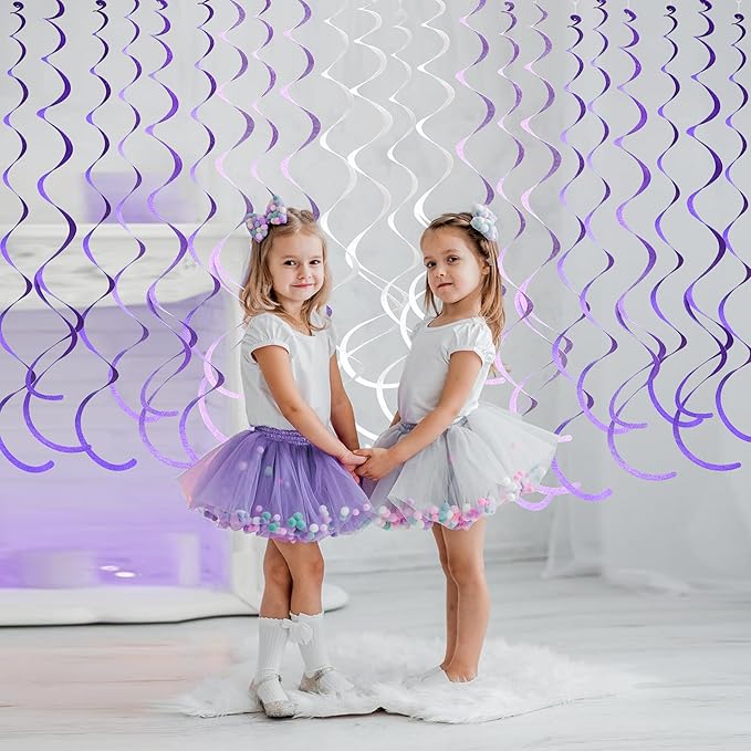 36Pcs Purple Hanging Swirl Decorations Ombre Purple Felt Swirl Streamer Spiral - Image 7