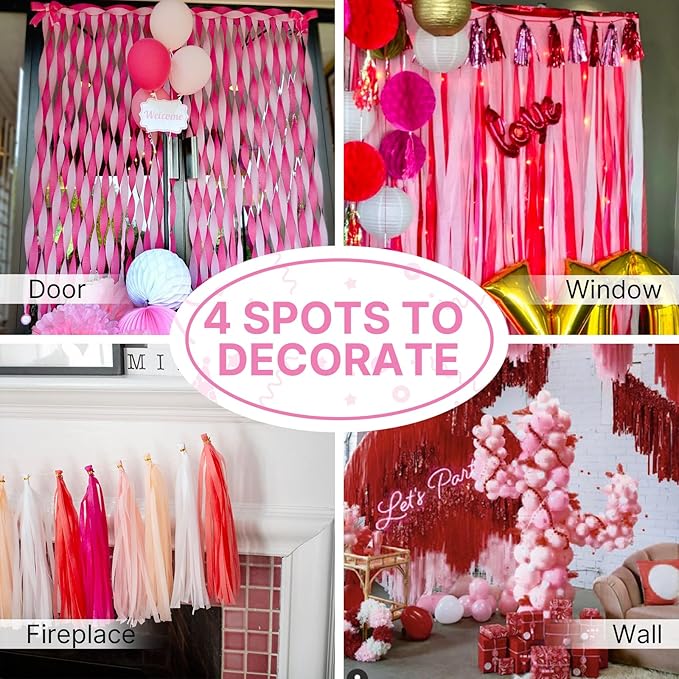 PartyWoo Crepe Paper Streamers 4 Rolls 328ft, Pack of Crepe Paper Pink and - Image 5
