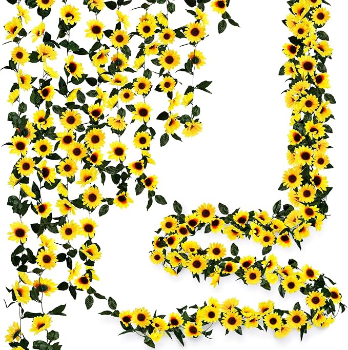 Uieke 12PCS Artificial Sunflower Garland, 7.5ft/Strand Silk Sunflowers Hanging by Uieke