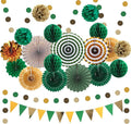 Green and Gold Party Decorations, Pom Poms Flowers, Garland String Polka Dot by Marwey