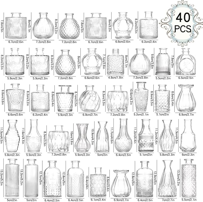 Bud Vases Set of 40 Pcs, Small Flower Vases - Image 3